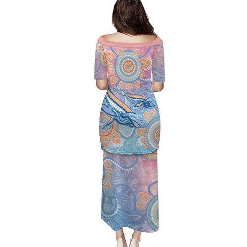 Aussie NAIDOC Week Pastel Family Matching Puletasi and Hawaiian Shirt Dreaming Whales