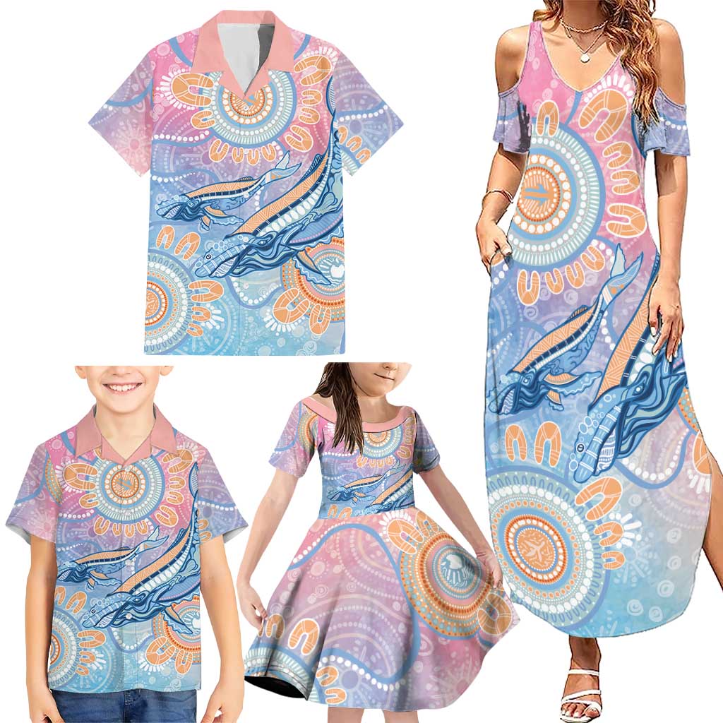 Aussie NAIDOC Week Pastel Family Matching Summer Maxi Dress and Hawaiian Shirt Dreaming Whales
