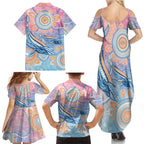 Aussie NAIDOC Week Pastel Family Matching Summer Maxi Dress and Hawaiian Shirt Dreaming Whales
