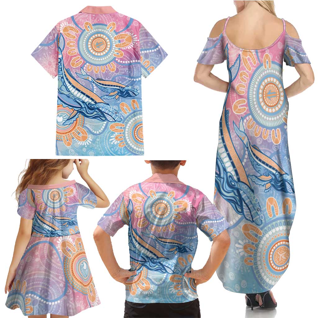 Aussie NAIDOC Week Pastel Family Matching Summer Maxi Dress and Hawaiian Shirt Dreaming Whales
