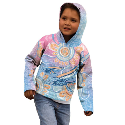 Aussie NAIDOC Week Pastel Kid Hoodie Dreaming Whales