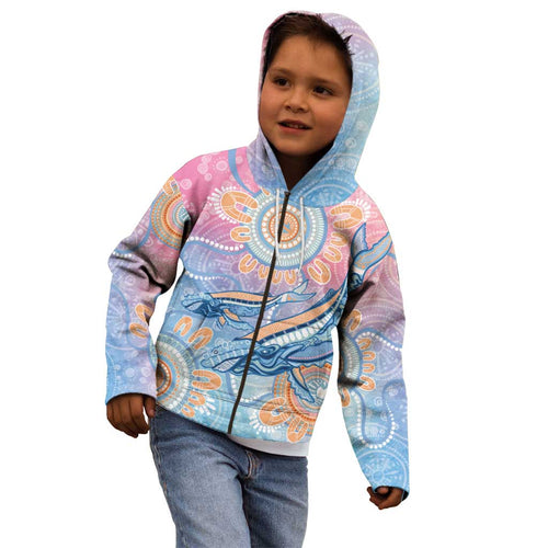 Aussie NAIDOC Week Pastel Kid Hoodie Dreaming Whales