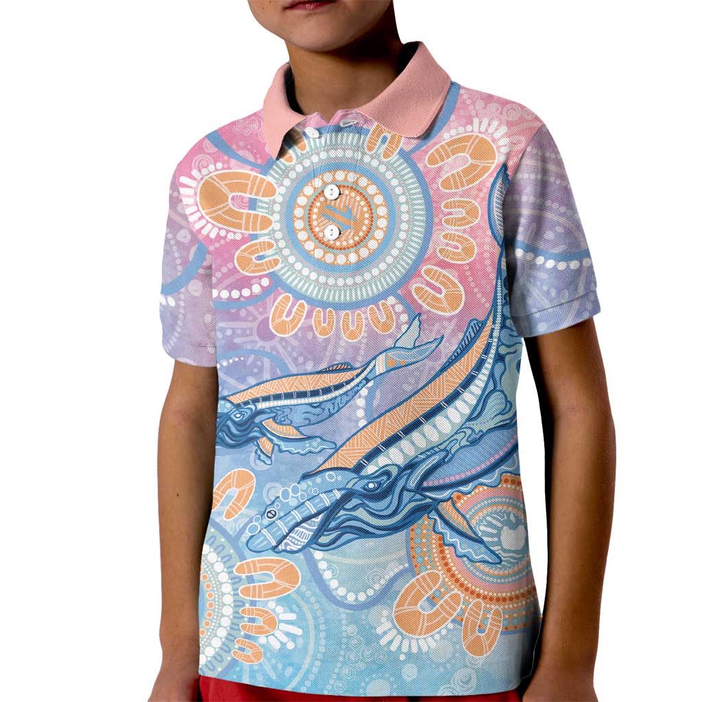 Aussie NAIDOC Week Pastel Kid Polo Shirt Dreaming Whales