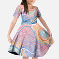 Aussie NAIDOC Week Pastel Kid Short Sleeve Dress Dreaming Whales