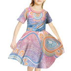 Aussie NAIDOC Week Pastel Kid Short Sleeve Dress Dreaming Whales