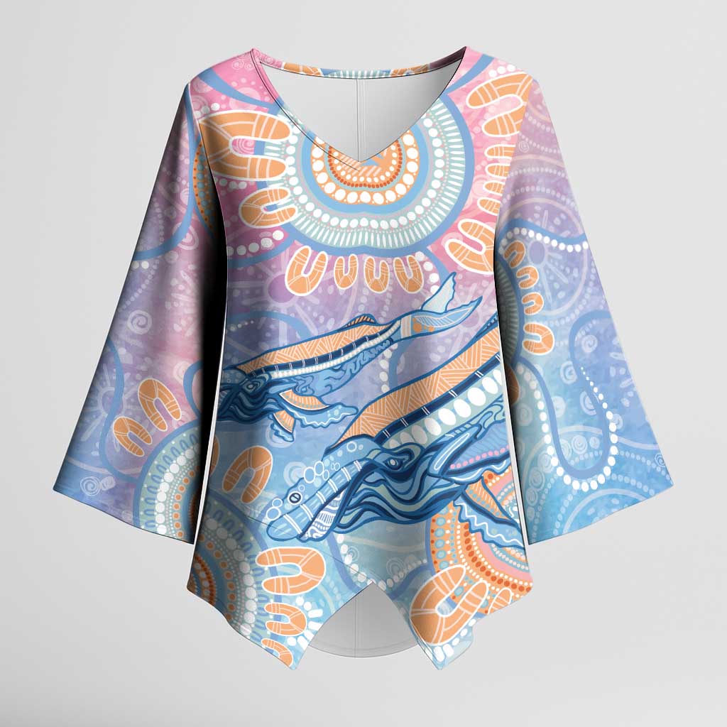 Aussie NAIDOC Week Pastel Kimono Sleeve Blouse Dreaming Whales