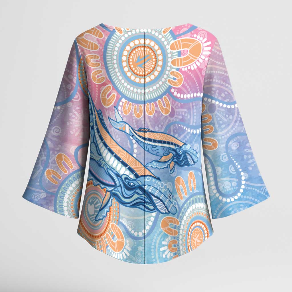 Aussie NAIDOC Week Pastel Kimono Sleeve Blouse Dreaming Whales