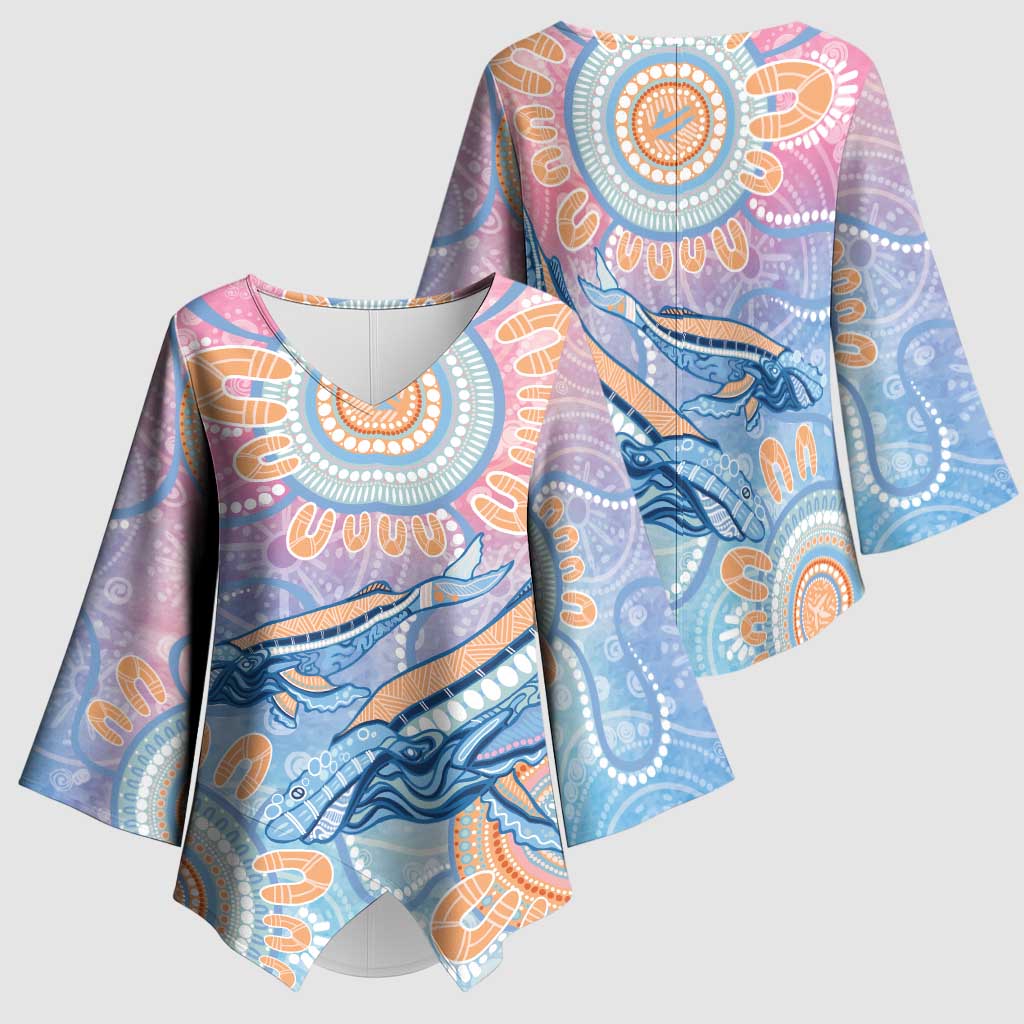 Aussie NAIDOC Week Pastel Kimono Sleeve Blouse Dreaming Whales