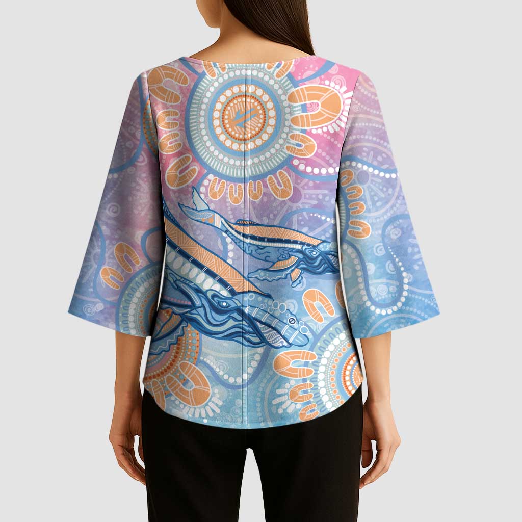 Aussie NAIDOC Week Pastel Kimono Sleeve Blouse Dreaming Whales