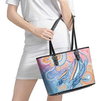 Aussie NAIDOC Week Pastel Leather Tote Bag Dreaming Whales