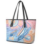 Aussie NAIDOC Week Pastel Leather Tote Bag Dreaming Whales
