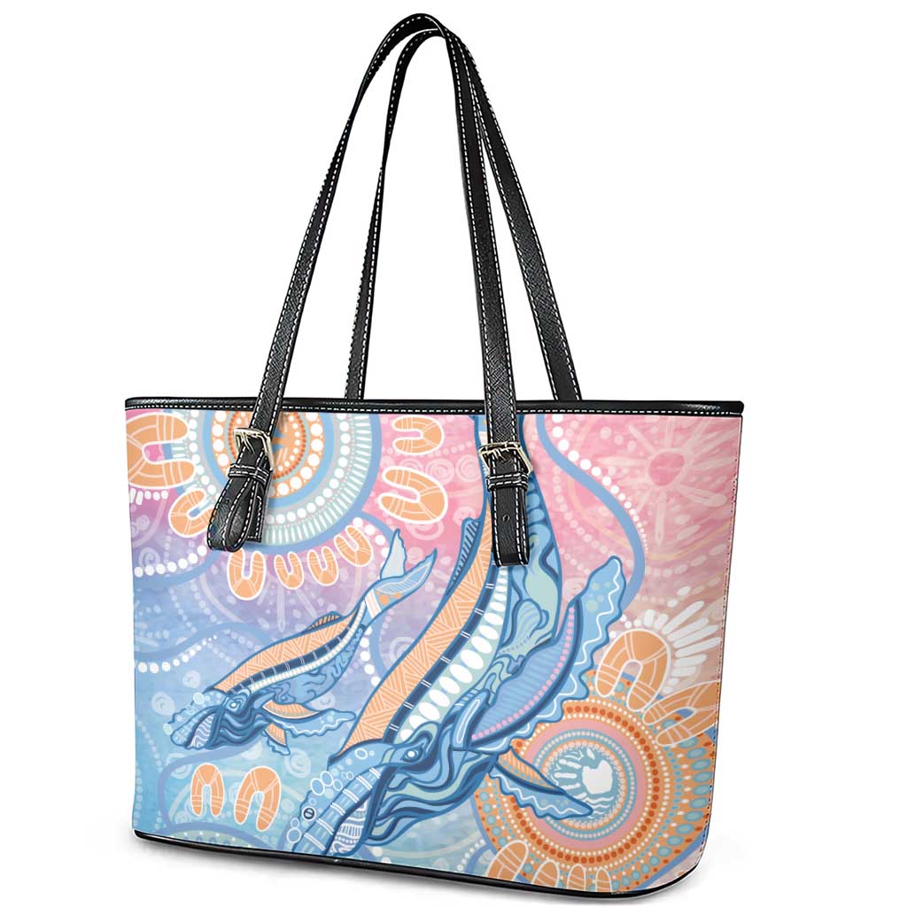 Aussie NAIDOC Week Pastel Leather Tote Bag Dreaming Whales