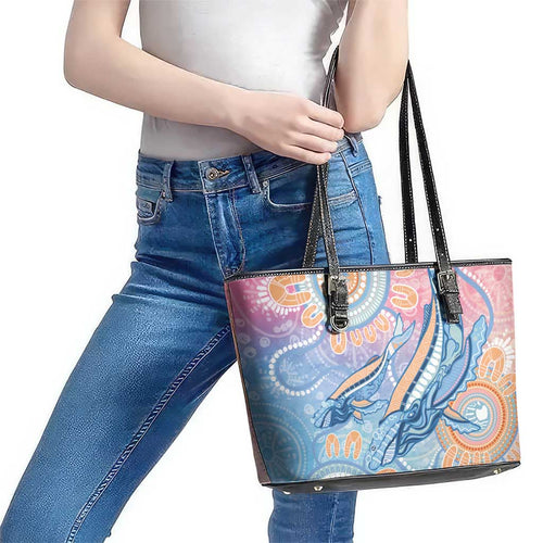 Aussie NAIDOC Week Pastel Leather Tote Bag Dreaming Whales