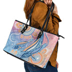Aussie NAIDOC Week Pastel Leather Tote Bag Dreaming Whales