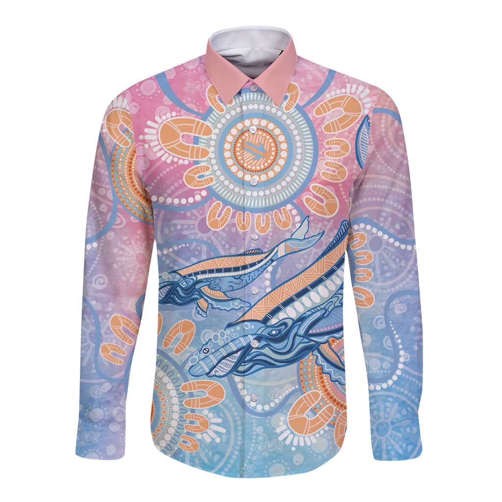 Aussie NAIDOC Week Pastel Long Sleeve Button Shirt Dreaming Whales