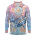 Aussie NAIDOC Week Pastel Long Sleeve Polo Shirt Dreaming Whales