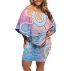 Aussie NAIDOC Week Pastel Off Shoulder Short Dress Dreaming Whales