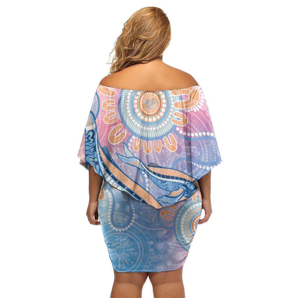 Aussie NAIDOC Week Pastel Off Shoulder Short Dress Dreaming Whales