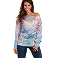 Aussie NAIDOC Week Pastel Off Shoulder Sweater Dreaming Whales