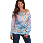 Aussie NAIDOC Week Pastel Off Shoulder Sweater Dreaming Whales