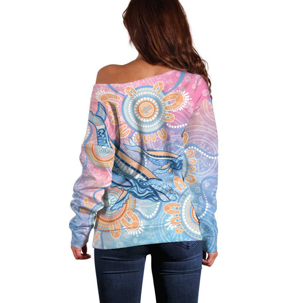 Aussie NAIDOC Week Pastel Off Shoulder Sweater Dreaming Whales