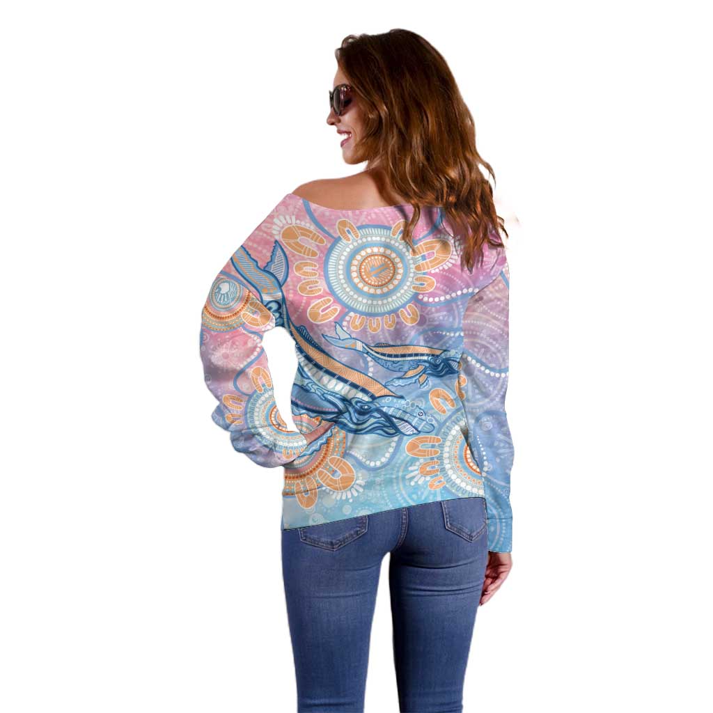 Aussie NAIDOC Week Pastel Off Shoulder Sweater Dreaming Whales