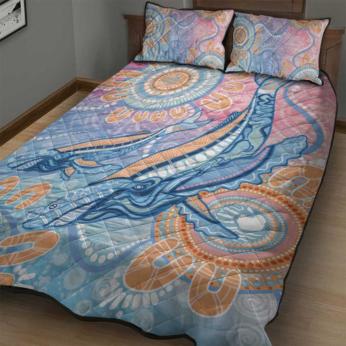 Aussie NAIDOC Week Pastel Quilt Bed Set Dreaming Whales