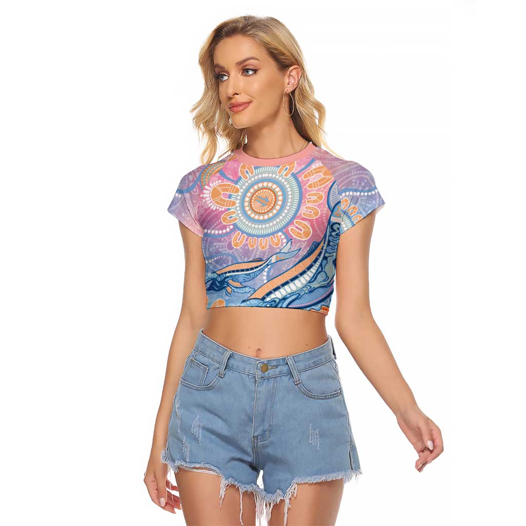 Aussie NAIDOC Week Pastel Raglan Cropped T Shirt Dreaming Whales