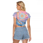 Aussie NAIDOC Week Pastel Raglan Cropped T Shirt Dreaming Whales