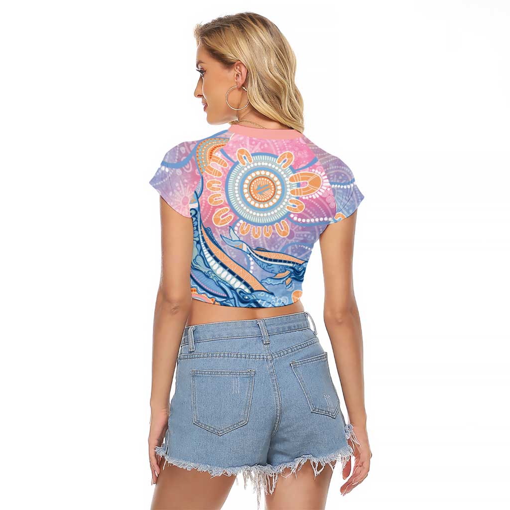 Aussie NAIDOC Week Pastel Raglan Cropped T Shirt Dreaming Whales
