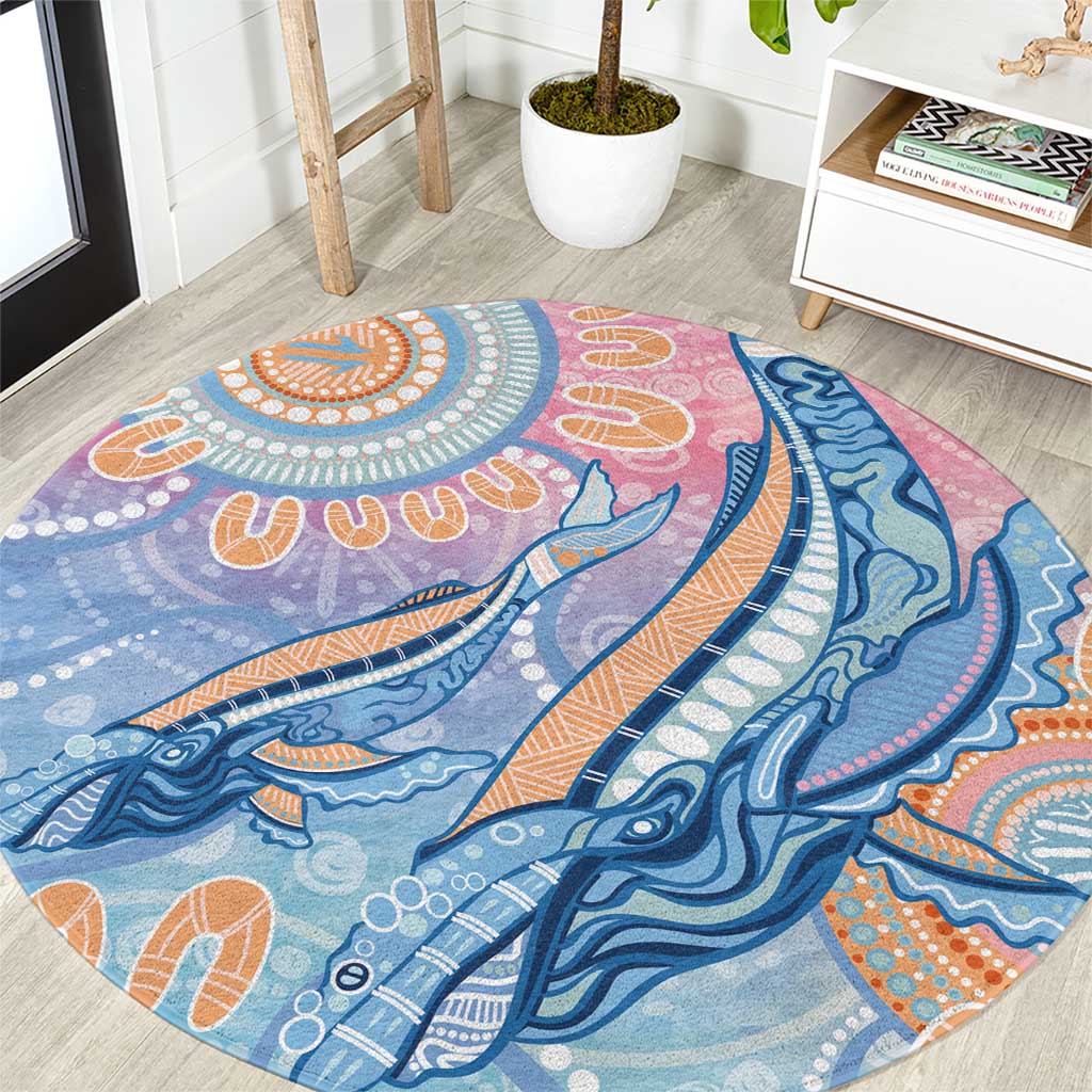 Aussie NAIDOC Week Pastel Round Carpet Dreaming Whales