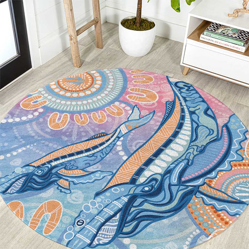 Aussie NAIDOC Week Pastel Round Carpet Dreaming Whales