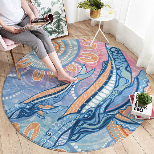 Aussie NAIDOC Week Pastel Round Carpet Dreaming Whales