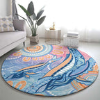 Aussie NAIDOC Week Pastel Round Carpet Dreaming Whales