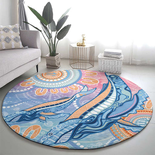 Aussie NAIDOC Week Pastel Round Carpet Dreaming Whales