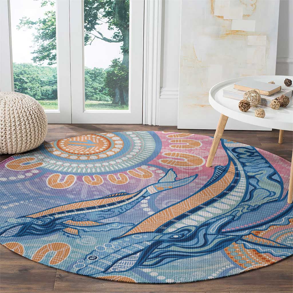 Aussie NAIDOC Week Pastel Round Carpet Dreaming Whales