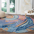 Aussie NAIDOC Week Pastel Round Carpet Dreaming Whales