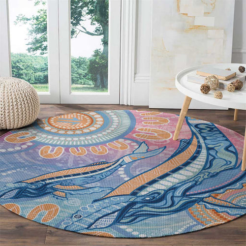 Aussie NAIDOC Week Pastel Round Carpet Dreaming Whales