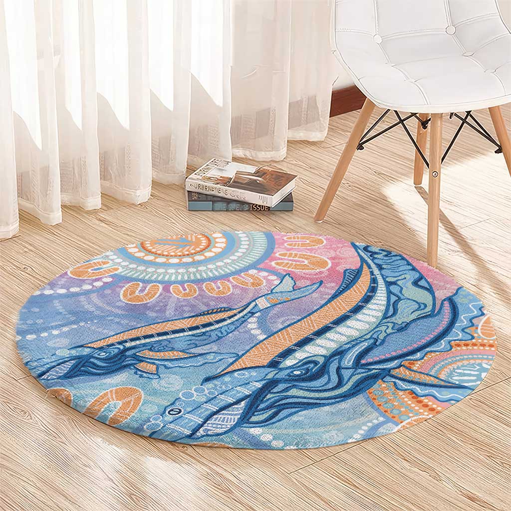 Aussie NAIDOC Week Pastel Round Carpet Dreaming Whales