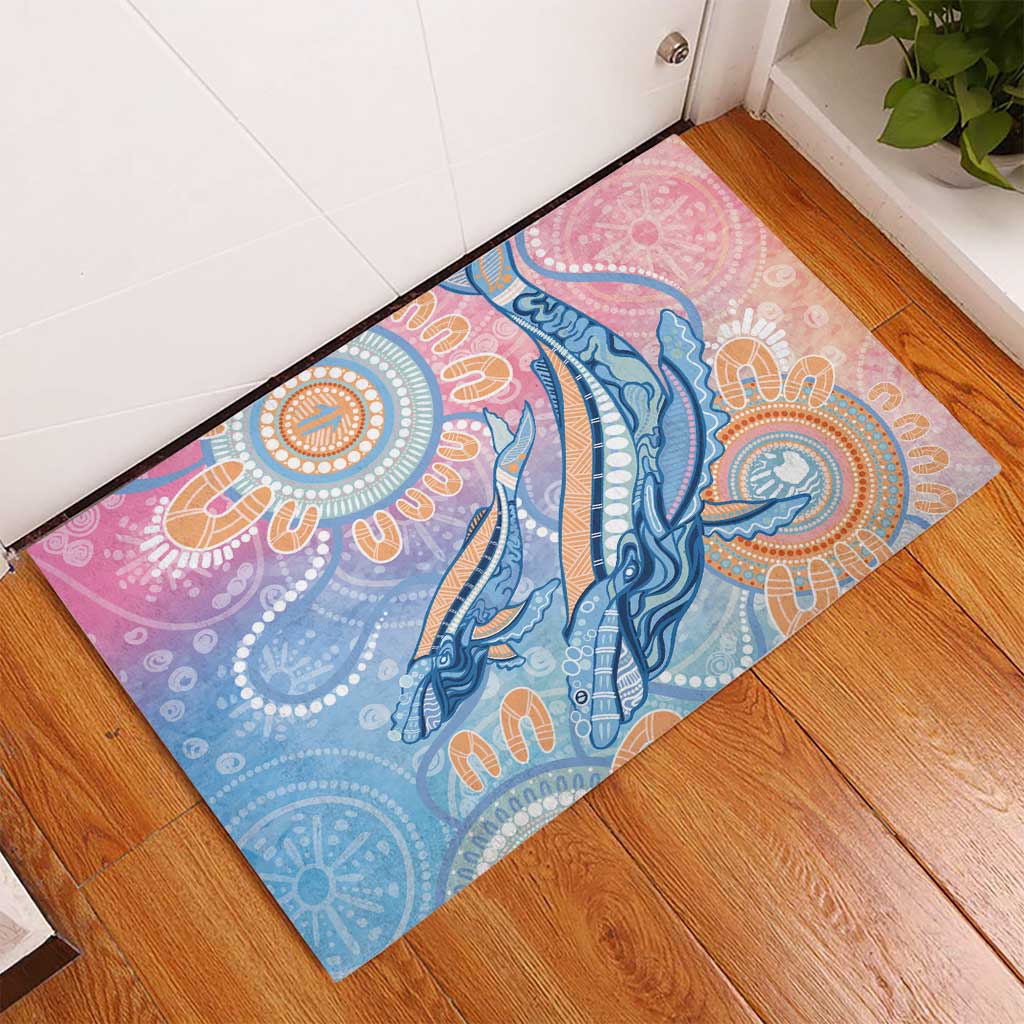 Aussie NAIDOC Week Pastel Rubber Doormat Dreaming Whales