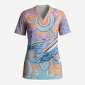 Aussie NAIDOC Week Pastel Scrub Top Dreaming Whales