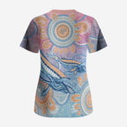 Aussie NAIDOC Week Pastel Scrub Top Dreaming Whales