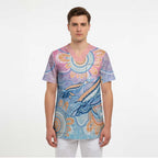 Aussie NAIDOC Week Pastel Scrub Top Dreaming Whales