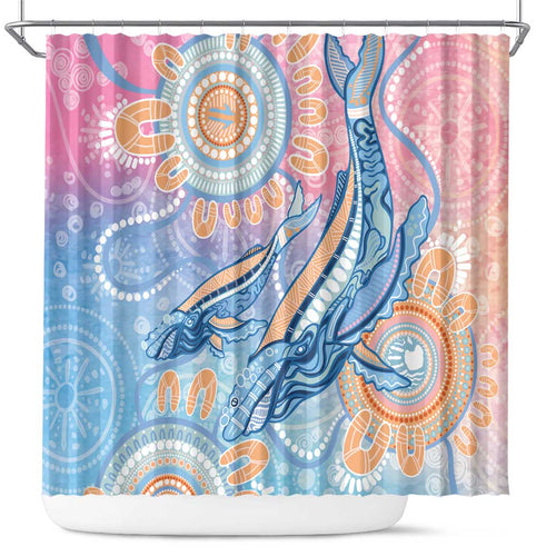 Aussie NAIDOC Week Pastel Shower Curtain Dreaming Whales