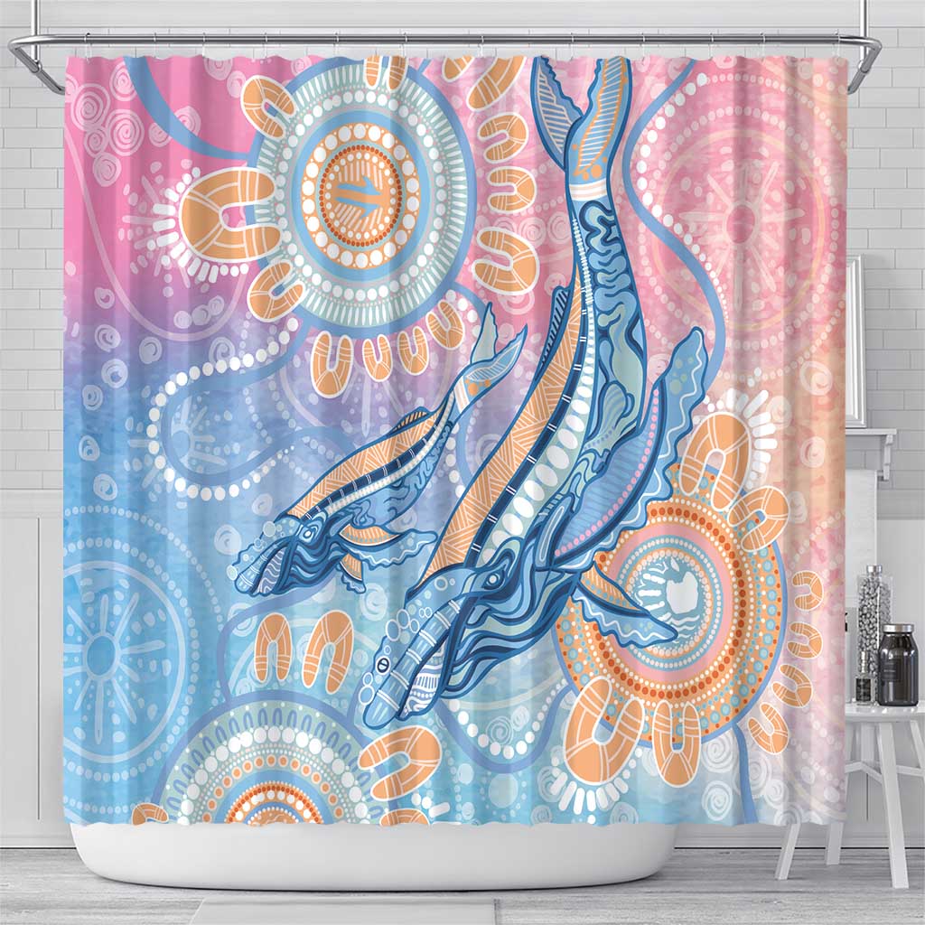 Aussie NAIDOC Week Pastel Shower Curtain Dreaming Whales