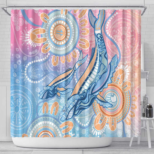 Aussie NAIDOC Week Pastel Shower Curtain Dreaming Whales