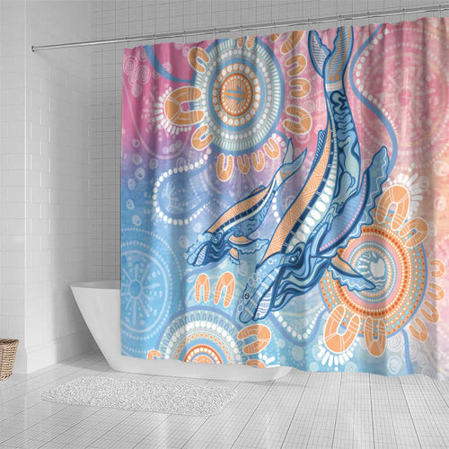 Aussie NAIDOC Week Pastel Shower Curtain Dreaming Whales