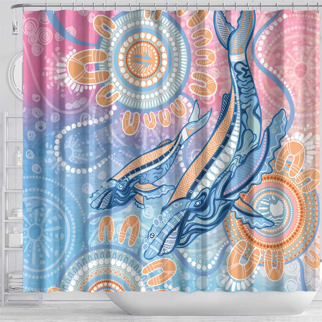 Aussie NAIDOC Week Pastel Shower Curtain Dreaming Whales