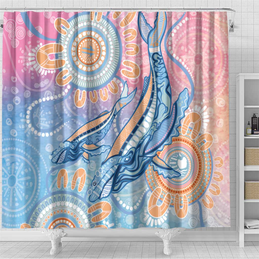 Aussie NAIDOC Week Pastel Shower Curtain Dreaming Whales