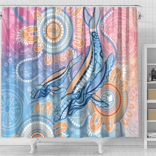 Aussie NAIDOC Week Pastel Shower Curtain Dreaming Whales